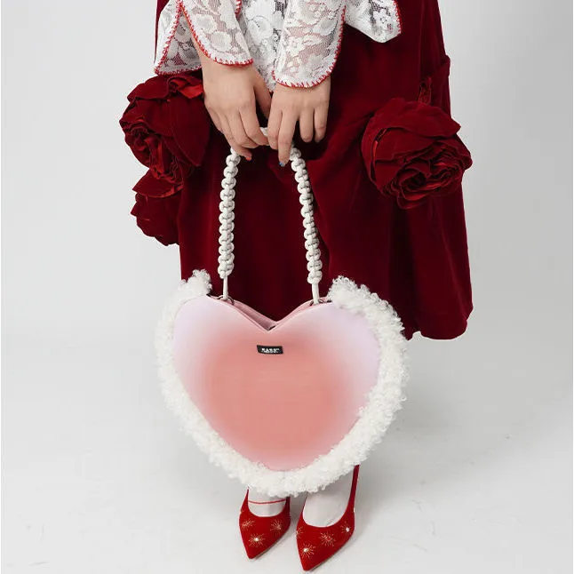 rebirth plush women's bag Y2K sweet cool babes plush woven color pure checkerboard armpit crossbody women's bag