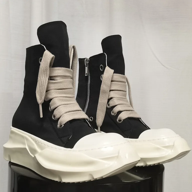 24ss new European and American high-top fashion boots thick-soled height-enhancing lace-up cloth shoes student neutral breathable Martin boots trend