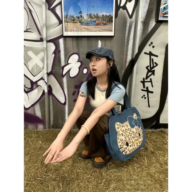 kaka homemade checkered cat KT plaid bag Showa retro y2k millennial hottie cute hand-worn crossbody bag - Image 2