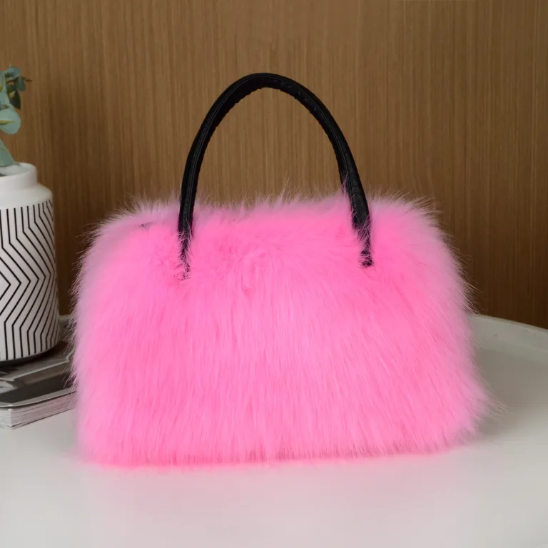 New European and American bags, women's high-end square plush bags, imitation fur, raccoon dogs, wool handbags, large capacity
