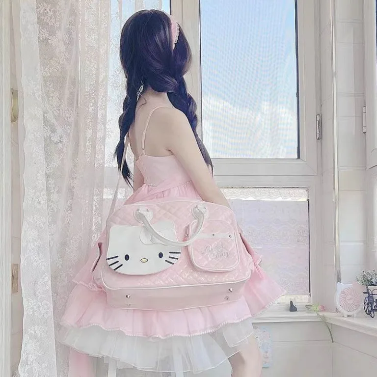 2023 New Hello Kitty Hello Kitty Japanese Sweetheart Babes PU Super Large Capacity Travel Shoulder Bag School Bag - Image 2