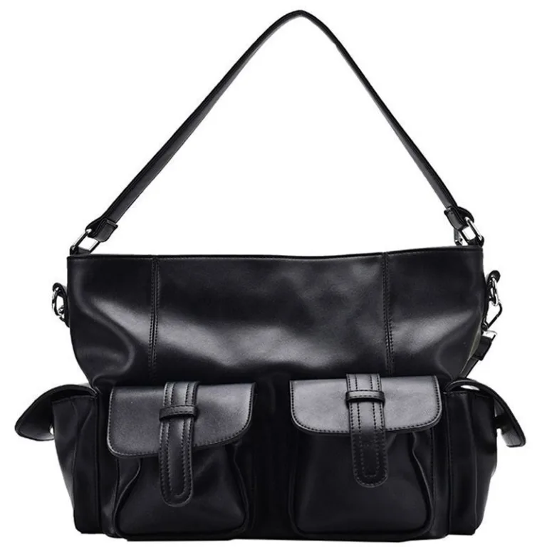 Niche design work-fit, functional, wind-blown tote bag ins, large-capacity, simple, neutral, dark, one-shoulder, cross-body bag - Image 3