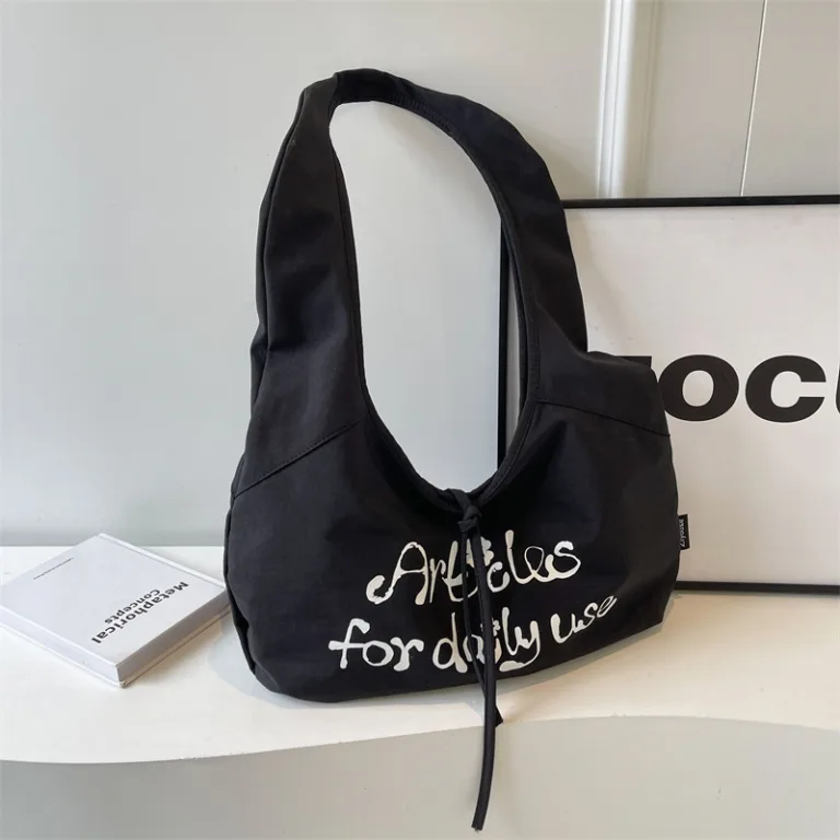 Niche letter print canvas bag bag women's autumn and winter 2024 new trendy large capacity versatile casual shoulder tote bag - Image 5