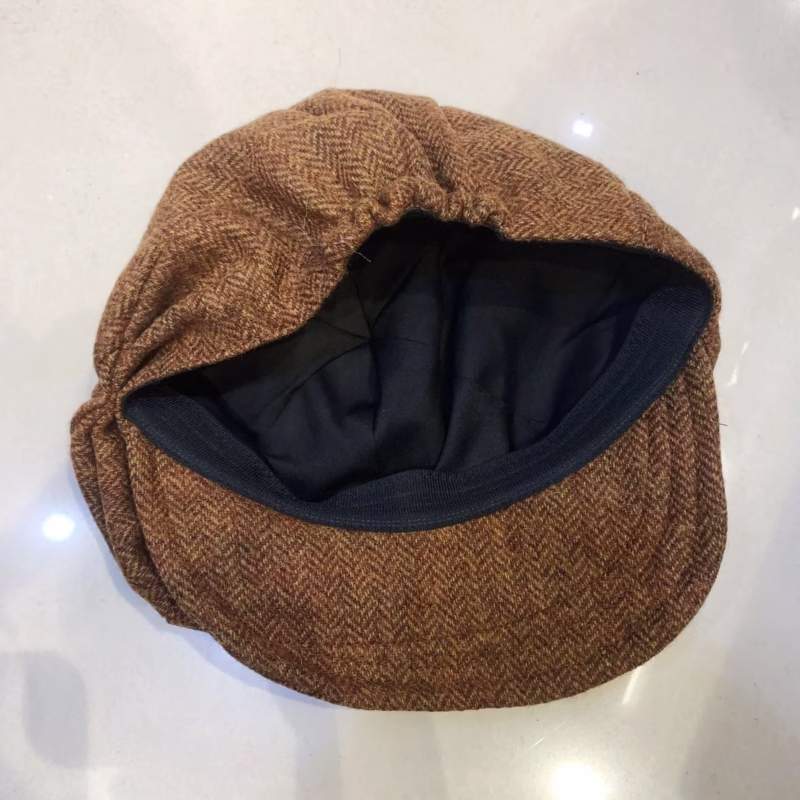 British-style deconstructivist cap tweed beret autumn and winter warm pleated cloud hat show face small painter hat - Image 6