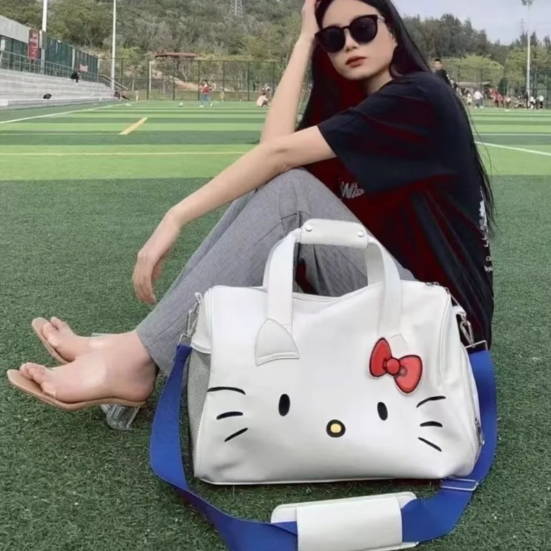 HelloKitty cartoon cute big bag one-shoulder bow Hello Kitty handbag fitness bag cross-body travel bag