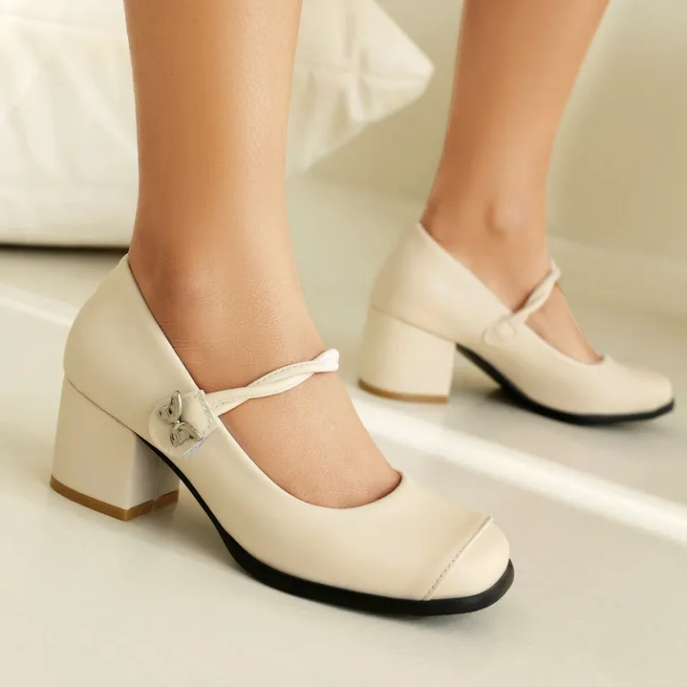 Mary Jane women's single shoes spring and autumn style square toe thick sole thick heel high heel bow Velcro women's high-heeled shoes - Image 9