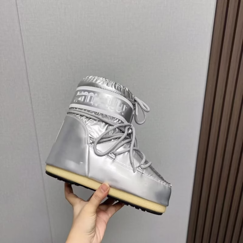 European and American 23 new Internet celebrity autumn and winter skiing space boots fashion round toe medium tube women's snow boots thickened moon shoes - Image 16
