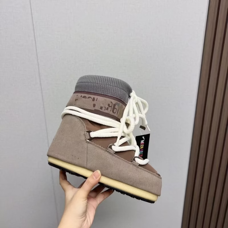 European and American 23 new Internet celebrity autumn and winter skiing space boots fashion round toe medium tube women's snow boots thickened moon shoes - Image 28