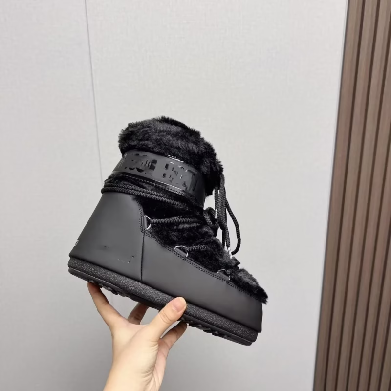 European and American 23 new Internet celebrity autumn and winter skiing space boots fashion round toe medium tube women's snow boots thickened moon shoes - Image 30