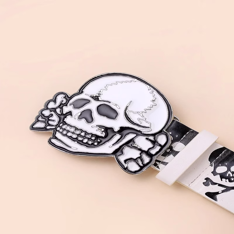 Manufacturer's European and American cross-border belt, fashionable skull, retro, versatile, printed national style sexy PU belt - Image 4