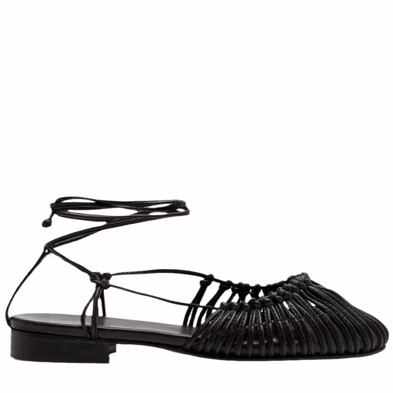 Sheepskin version ~ hand-woven retro bag toe sandals women's summer flat sole foot ring strap white leather Roman women's shoes - Image 3