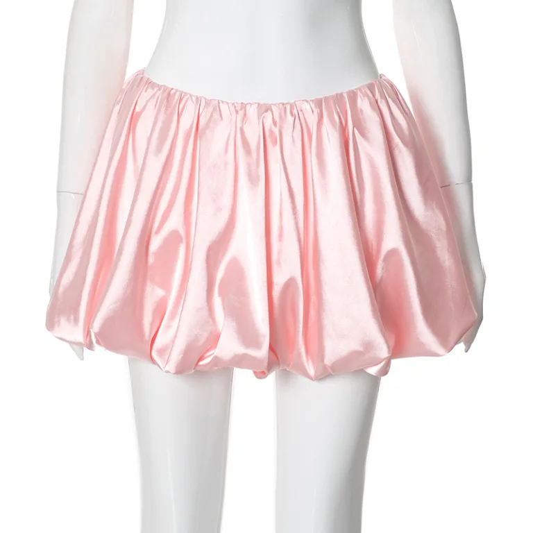 M24SK219 European and American women's clothing 2024 summer new solid colour low-waist pleated casual versatile short skirt cross-border wholesale - Image 7