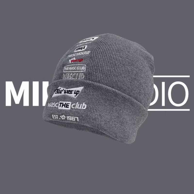 American fashion brand street woolen hat women's autumn and winter embroidered letters show face small knitted hat warm cold hat couple - Image 7