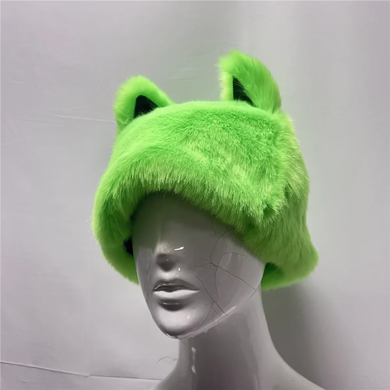 Cross-border imitation fur hat rainbow cat ear headdress holiday weird dress hat party performance colorful fox hair - Image 8