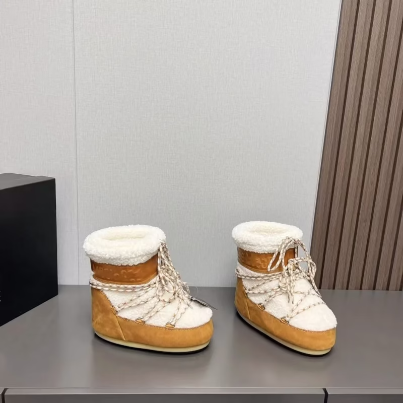 European and American 23 new Internet celebrity autumn and winter skiing space boots fashion round toe medium tube women's snow boots thickened moon shoes - Image 27
