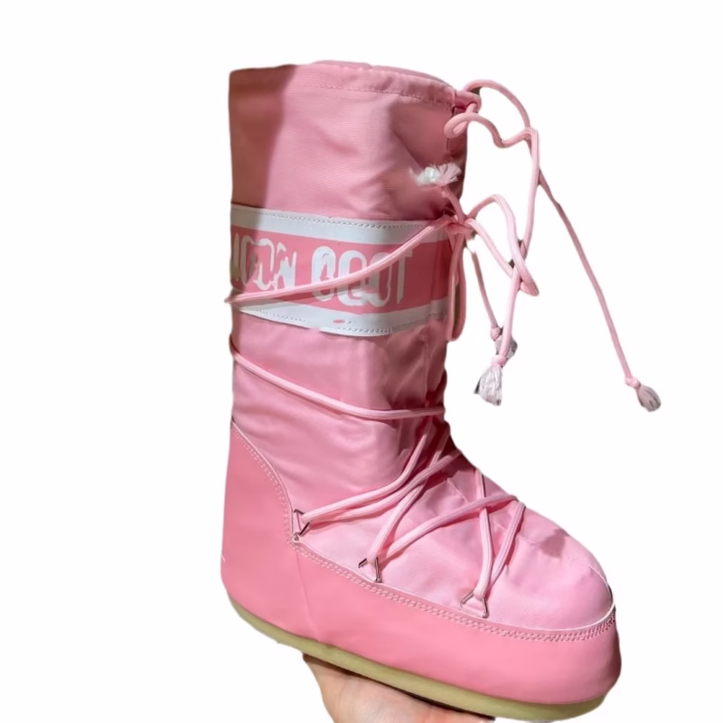European and American 23 new Internet celebrity autumn and winter skiing space boots fashion round toe medium tube women's snow boots thickened moon shoes - Image 3