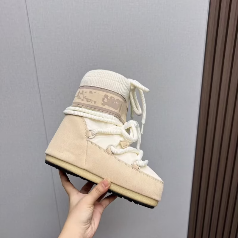 European and American 23 new Internet celebrity autumn and winter skiing space boots fashion round toe medium tube women's snow boots thickened moon shoes - Image 25