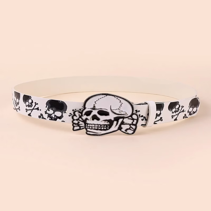 Manufacturer's European and American cross-border belt, fashionable skull, retro, versatile, printed national style sexy PU belt - Image 3