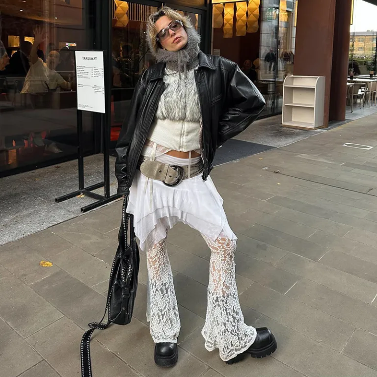 American Fashion Design Mesh Stitching Lace Micro-Transparent Skirt Pants Women's 2024 Summer Niche Design - Image 6