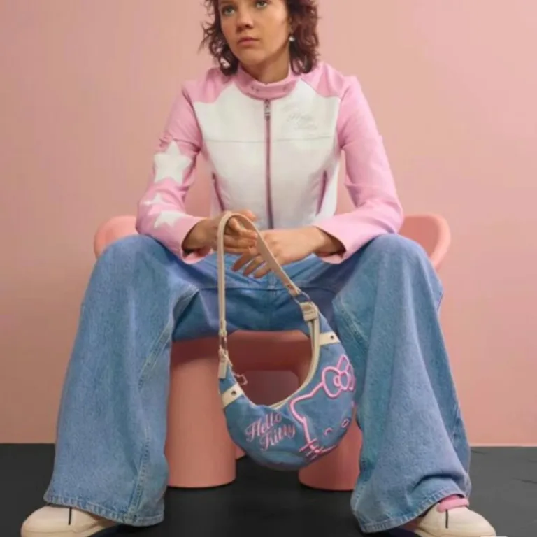 HelloKitty denim embroidered armpit bag cross-body bag women's 2024 spring new croast women's denim bag