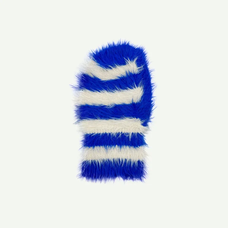 Original design niche striped imitation mink hair knitted balaclafa hat sweater woolen hat personality cold hat - Image 3