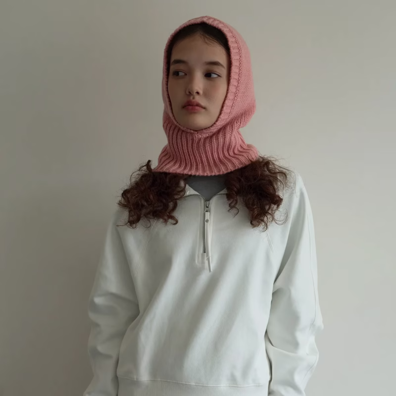 Korean designer candy color with 20 wool knitted wool warm sweater hat Balaclafa hat cold hat - Image 17