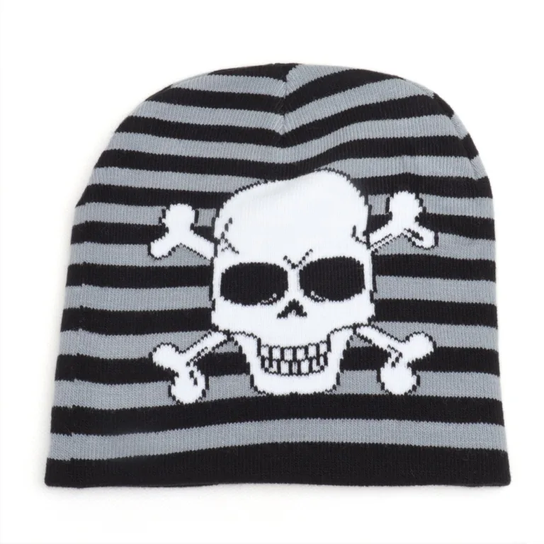 Autumn and winter cross-border striped skull knitted hat men's and women's Halloween hip-hop winter hat warm woolen hat no brim cold hat - Image 5