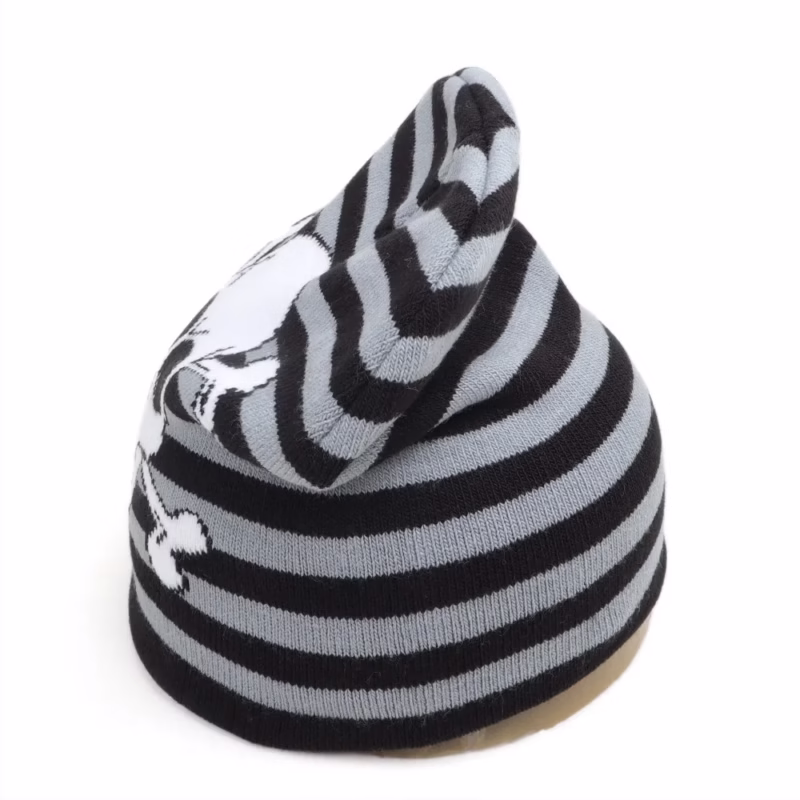 Autumn and winter cross-border striped skull knitted hat men's and women's Halloween hip-hop winter hat warm woolen hat no brim cold hat - Image 8