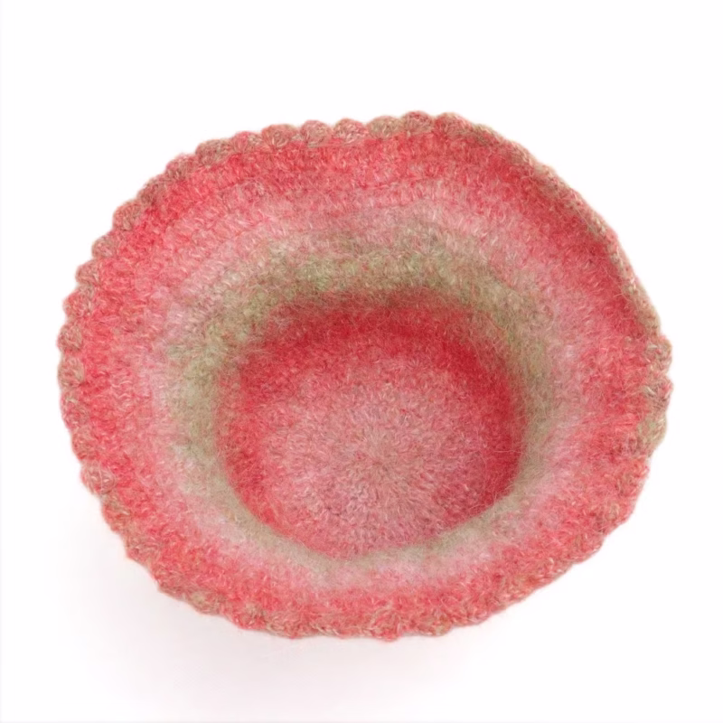 Korean version of colorful gradient knitted fisherman's hat women's autumn and winter warm face small ruffle wool blend wool basin hat - Image 11