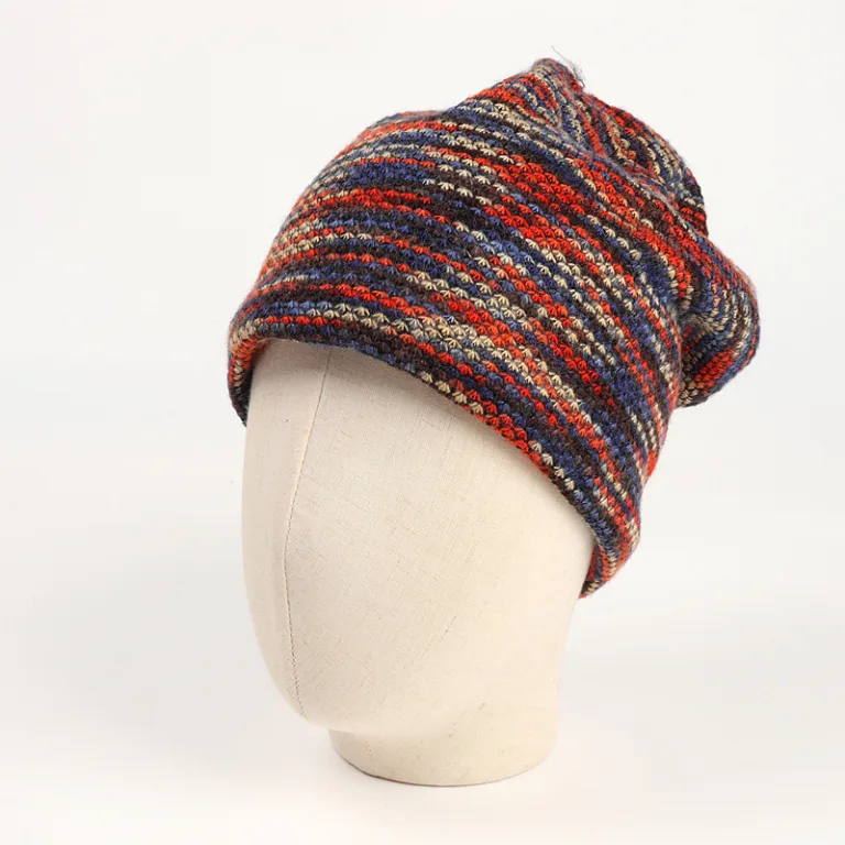 Autumn and winter new plush knitted hat colorful striped pile hat men's and women's versatile thickened warm wool hat pullover hat - Image 5