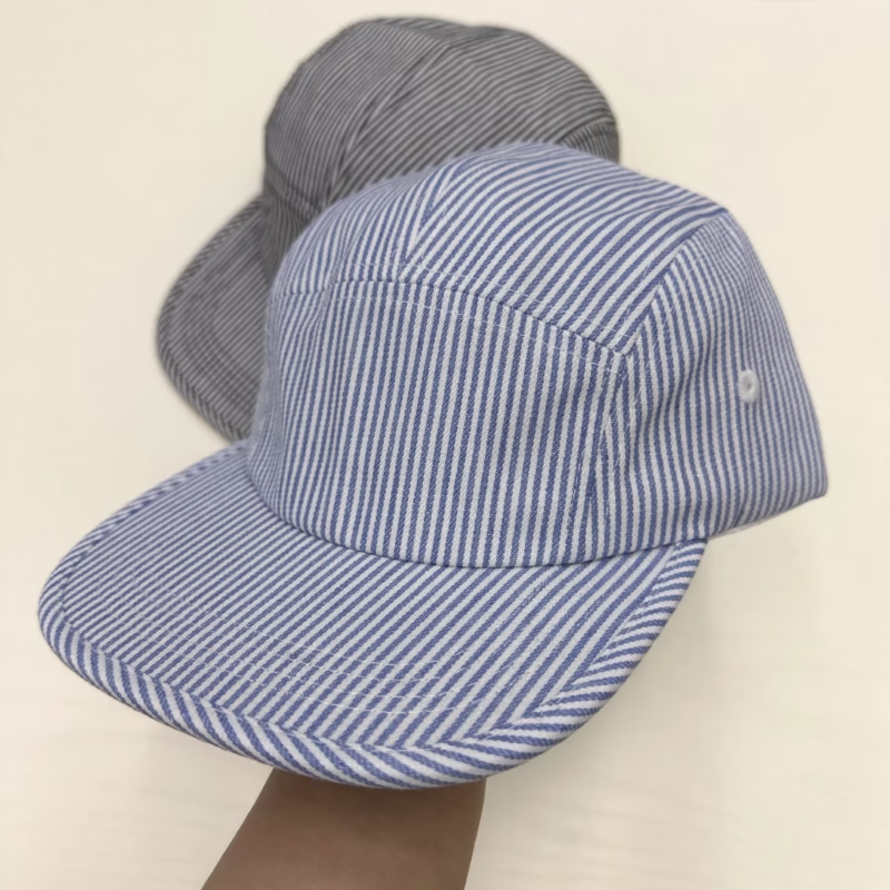 Japanese niche thin stripe college style cap men's casual versatile couple baseball cap sunshade hat five-piece hat women