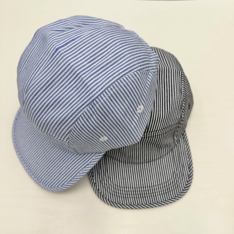 Japanese niche thin stripe college style cap men's casual versatile couple baseball cap sunshade hat five-piece hat women - Image 3