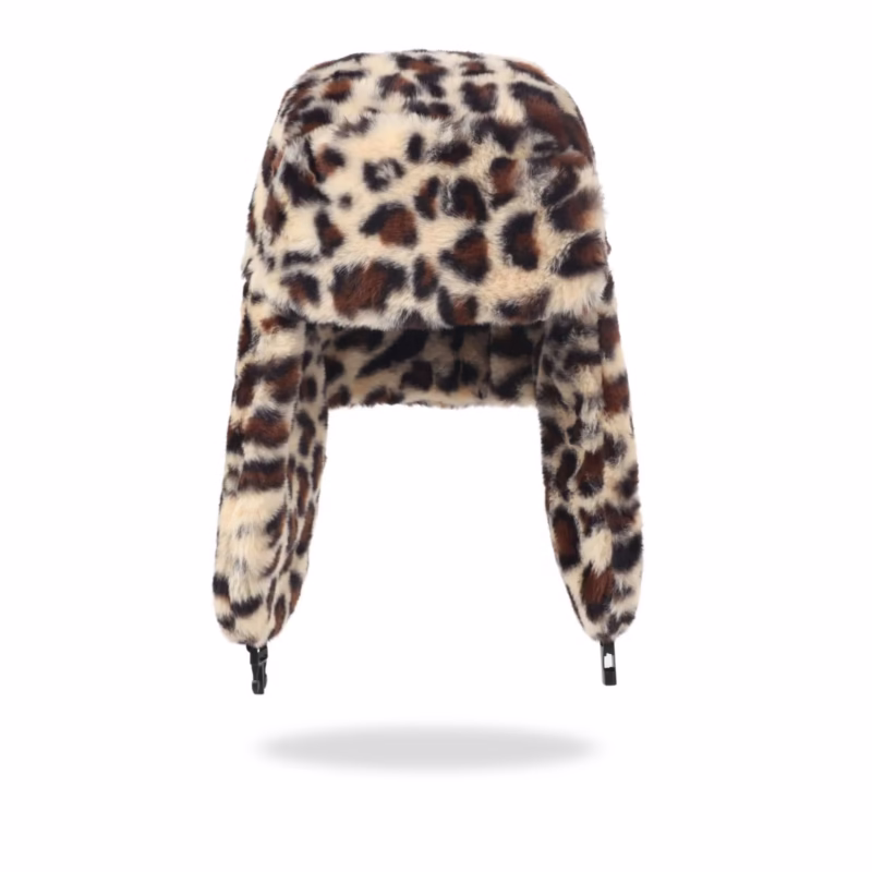 Cross-border fashion autumn and winter leopard plush thunder hat Korean version women's versatile outdoor thickened cold-proof warm hat - Image 6