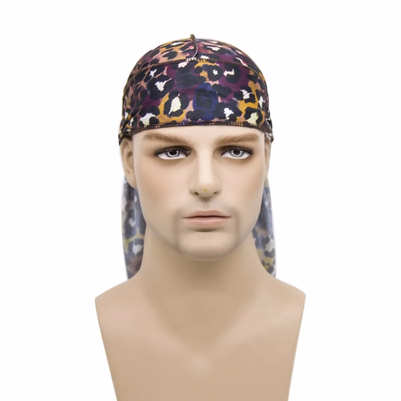 Cross-border hot-selling men's and women's imitation silk long-tail turban hat hip-hop cloak hat cross-border leopard print silky durag - Image 5