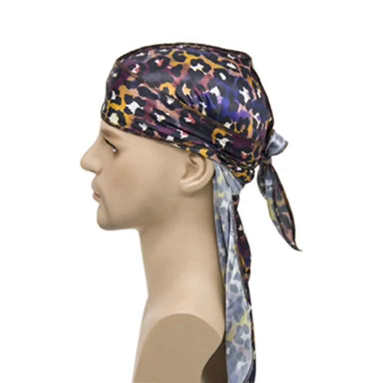 Cross-border hot-selling men's and women's imitation silk long-tail turban hat hip-hop cloak hat cross-border leopard print silky durag - Image 4