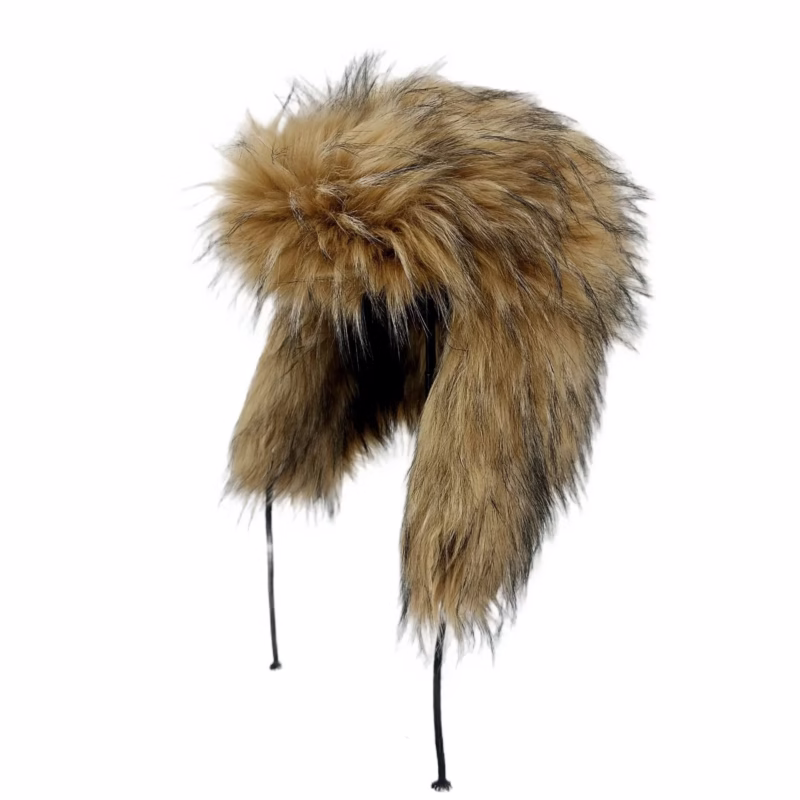 Foreign trade large brim new winter imitation rackoo hair Lei Feng hat thickened straw hat outdoor warm earmuff adult - Image 11