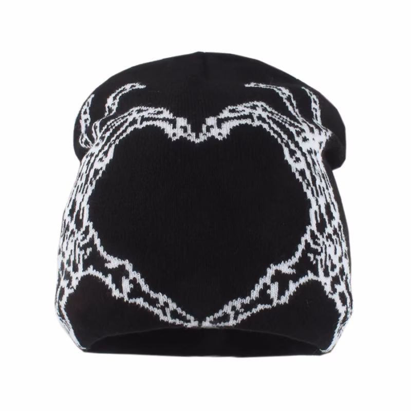 2024 autumn and winter cross-border new hip-hop peach heart finger jacquard wool hat that women's unisex y2k sweater knitted hat - Image 7