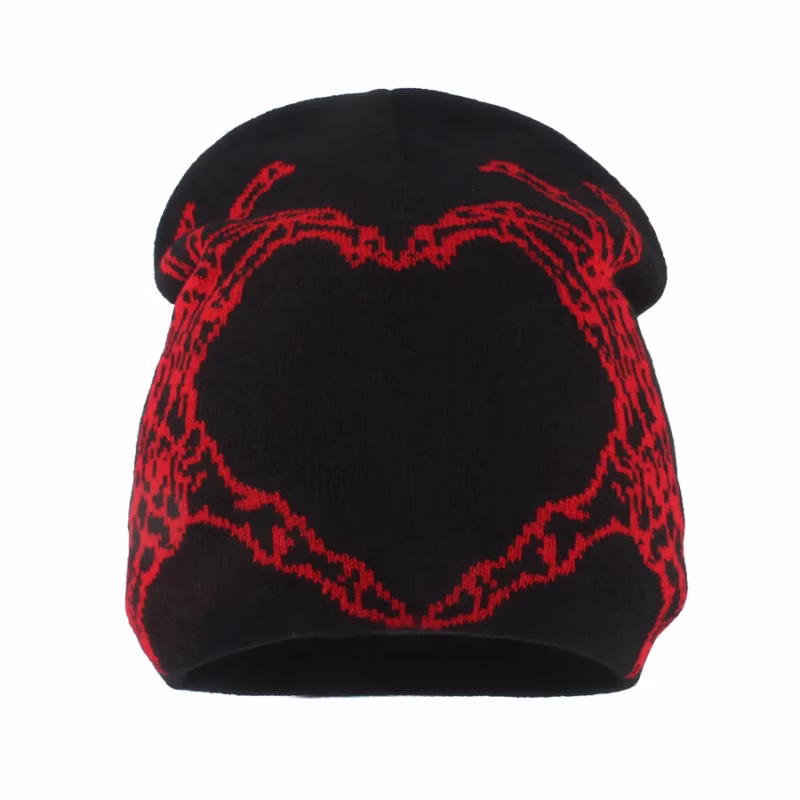 2024 autumn and winter cross-border new hip-hop peach heart finger jacquard wool hat that women's unisex y2k sweater knitted hat - Image 6