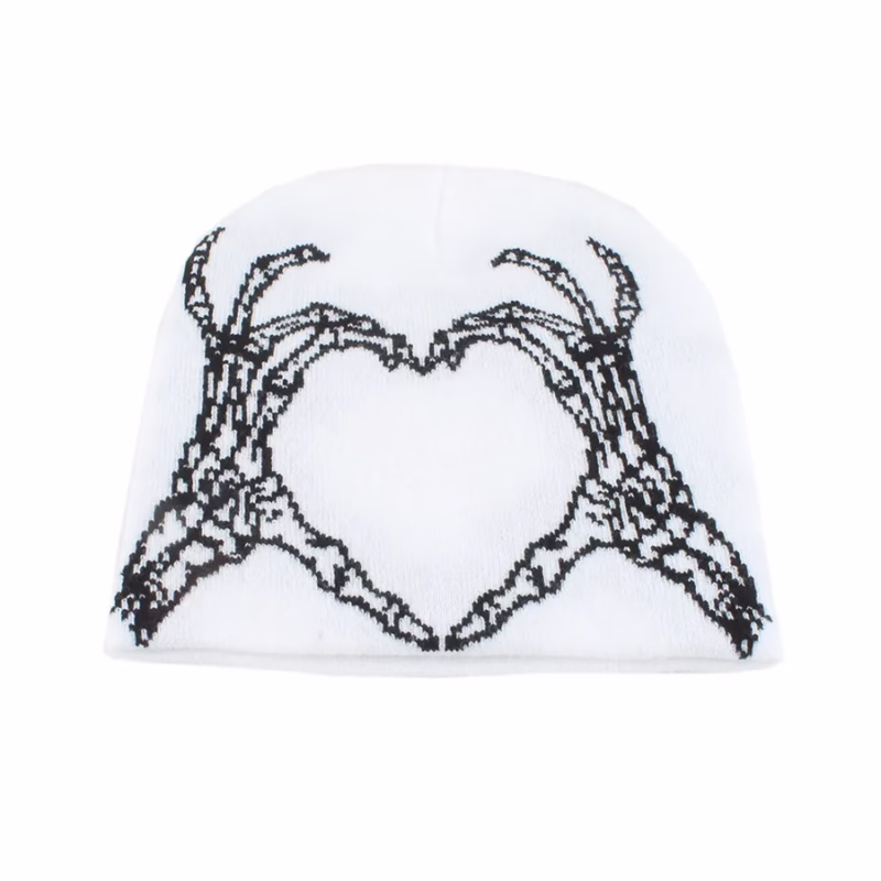 2024 autumn and winter cross-border new hip-hop peach heart finger jacquard wool hat that women's unisex y2k sweater knitted hat - Image 4