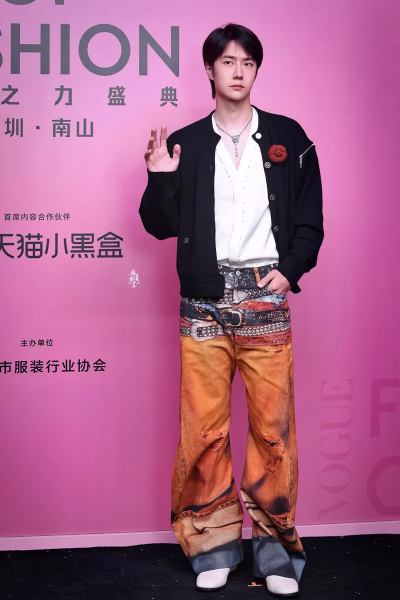 Correct high version AC+2025 new Wang Yibo's same 3D printing machete ne men's and women's same jeans - Image 5