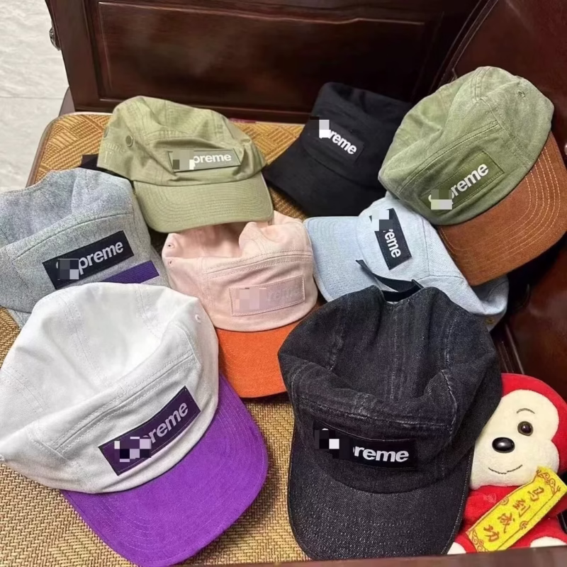 WASHED CHINO TWILL CAMP CAP Leopard Baseball Cap Tannin Leather Buckle Cowboy Casual Hat Fashion