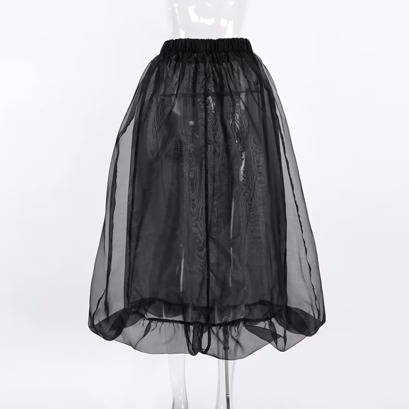 Black sexy transparent mesh high-waisted skirt 2025 European and American spring and summer fashion new cross-border wholesale puffy skirt - Image 6