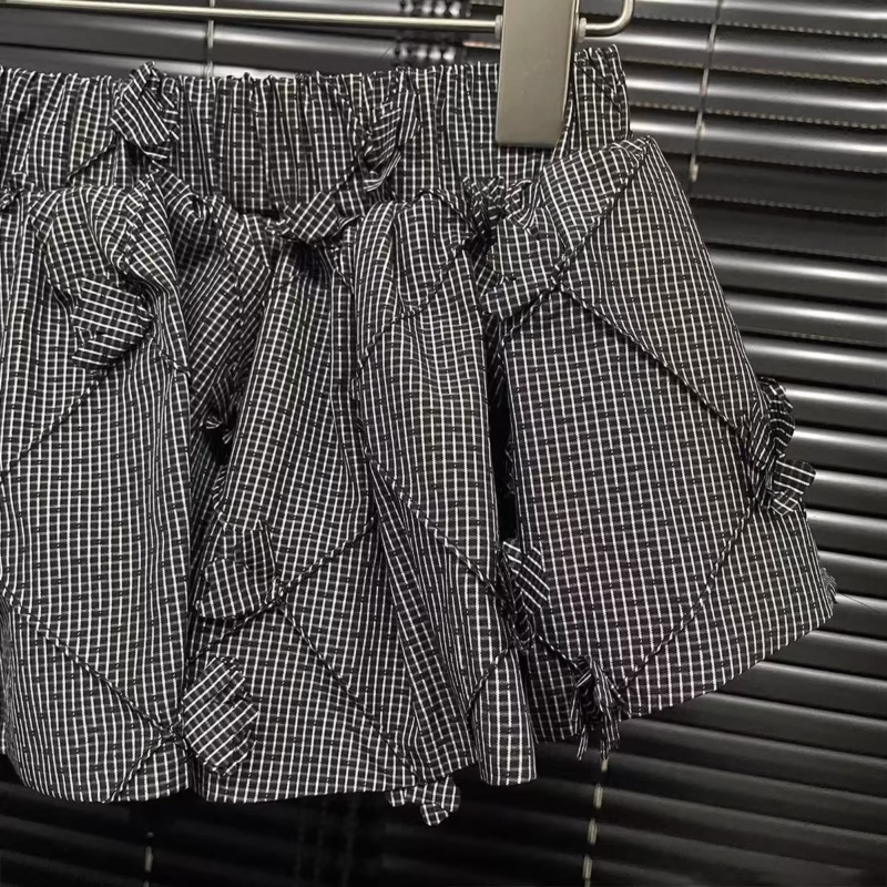 Gray retro playful fashionable exquisite plaid personality versatile slimming short skirt women 2025 spring new - Image 6
