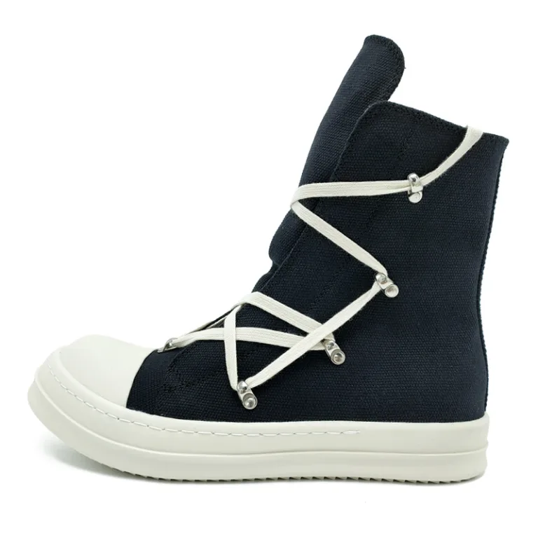 RO fashion shoes summer high-top men's and women's street hip-hop board shoes five-pointed star mesh rivet sole niche design high-top canvas shoes - Image 5