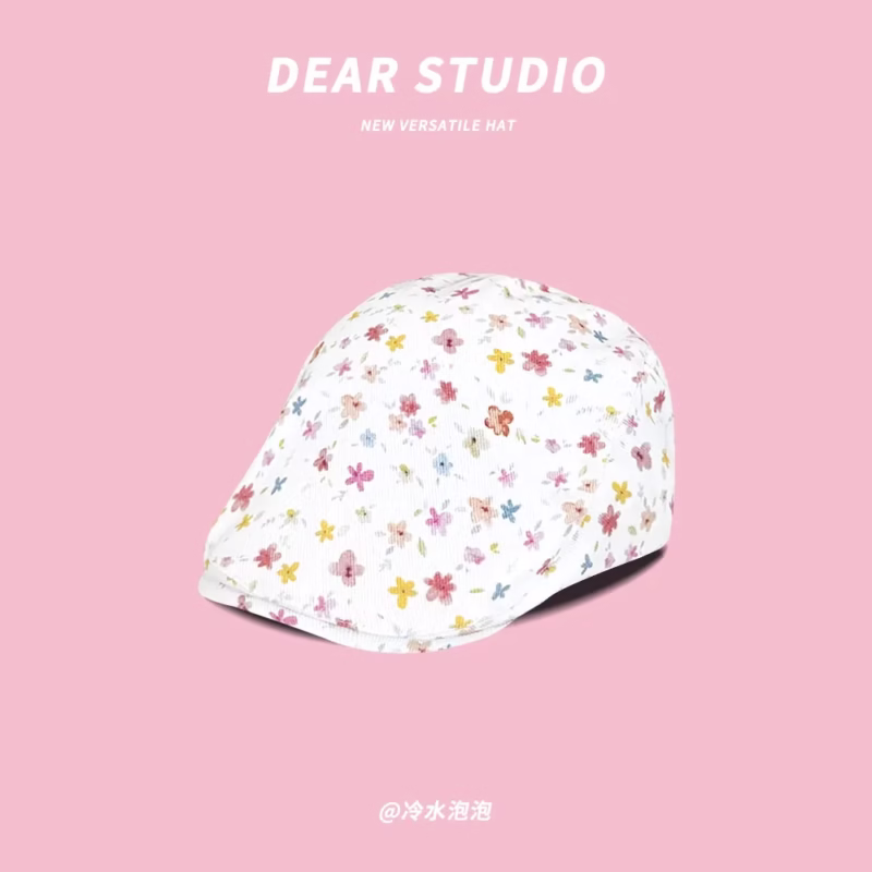 Cute graffiti forward hat women's retro personality weird beret men's and women's versatile face small short brim painter's hat - Image 7