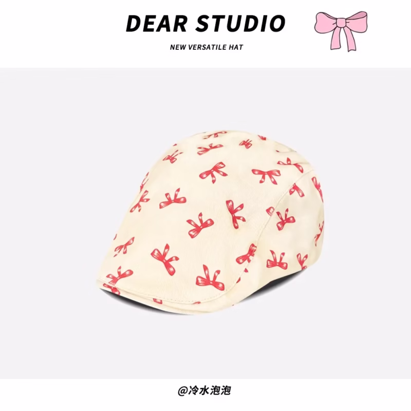 Cute graffiti forward hat women's retro personality weird beret men's and women's versatile face small short brim painter's hat - Image 12