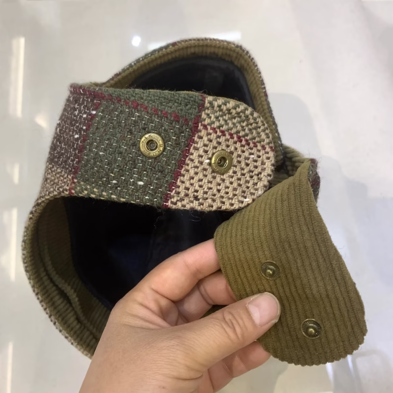 Vintage plaid thunder hat, British flying hat, autumn and winter warm earmuffs, simple and fashionable pullover hat, airplane hat - Image 8