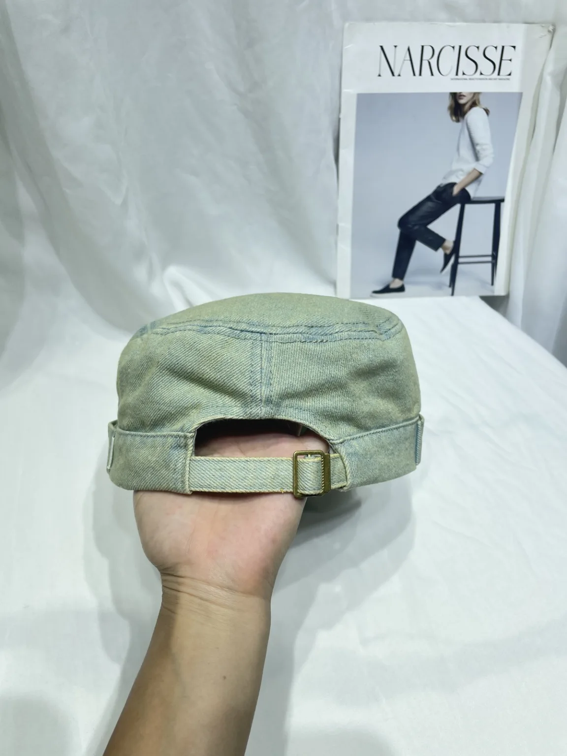 Niche design rivet beret women's retro washed old cowboy duck tongue flat top tide hat show face tabloid boy hat - Image 7