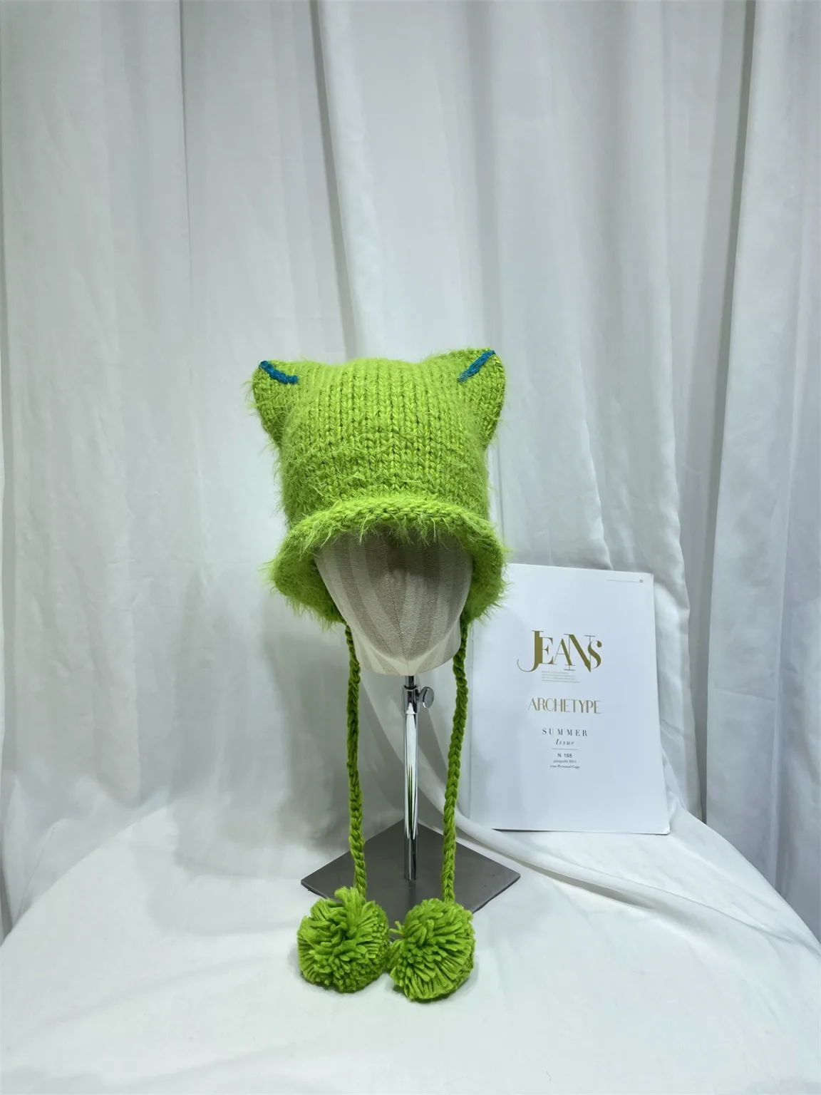 Japanese cute cat ears plush knitted sweater hat women's autumn and winter warm ear protection versatile wool ball woolen hat trend - Image 6