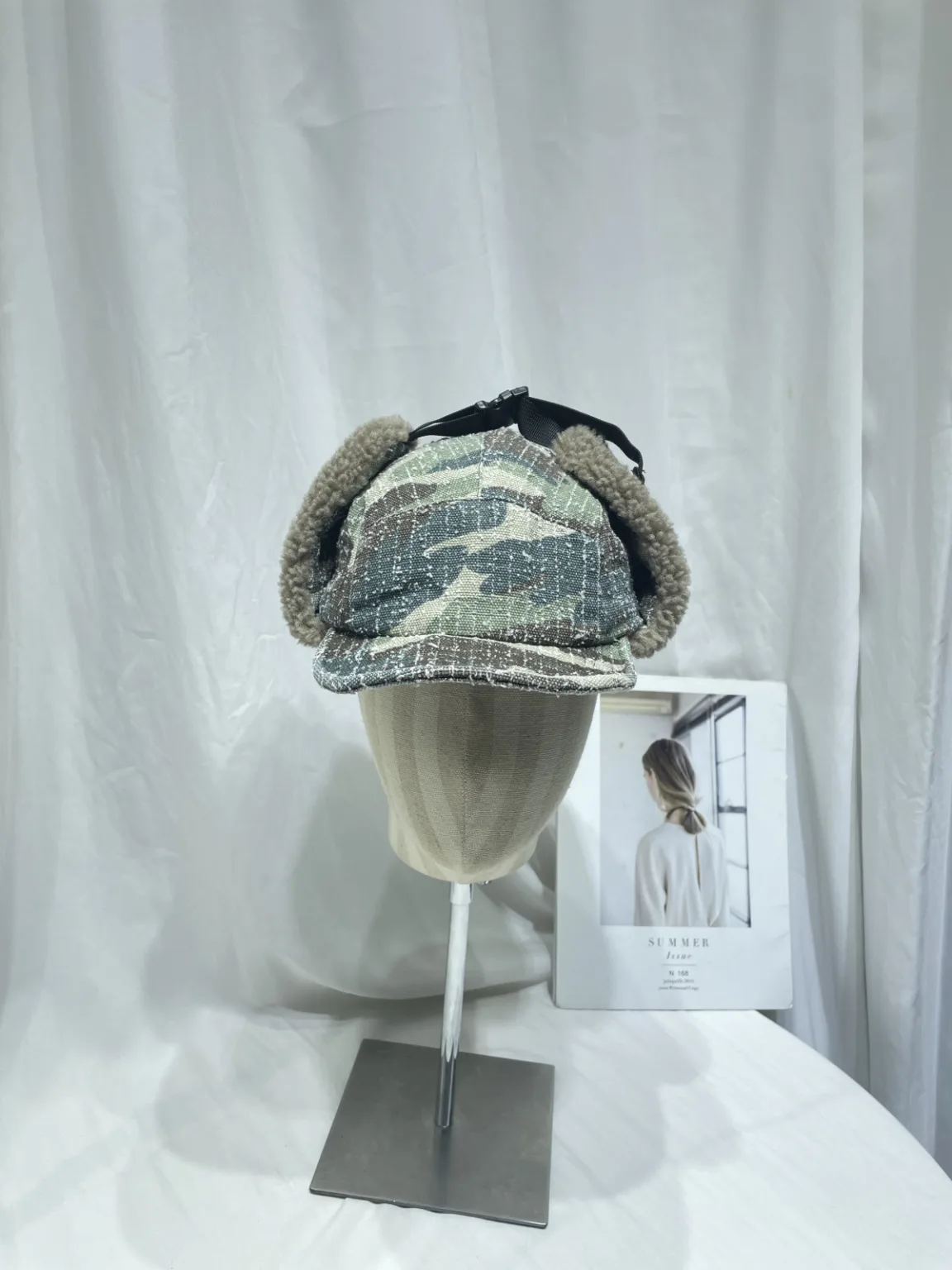 American retro brushed camouflage duck tongue thunder hat men's and women's autumn and winter outdoor thickened warm windproof pilot hat - Image 5